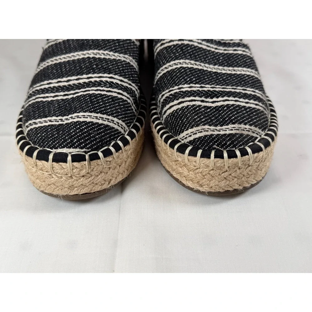 Me Too Cassandrah Striped Espadrille Loafers Black White Textile Flats‎ 7M